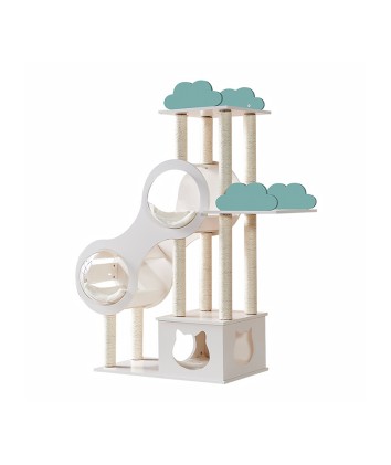 Cloud-Shaped Wooden Cat Tree