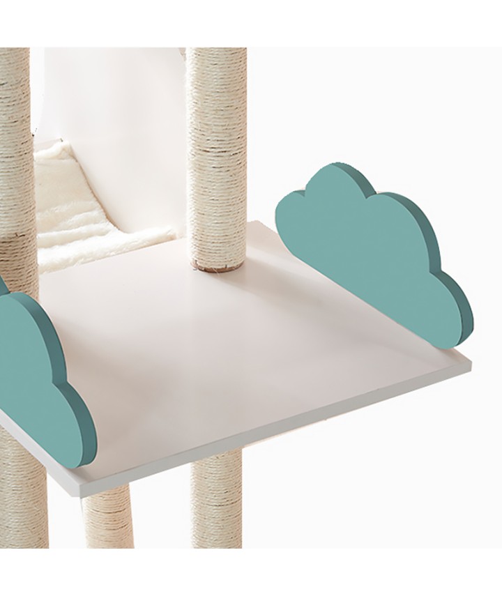 Cloud-Shaped Wooden Cat Tree