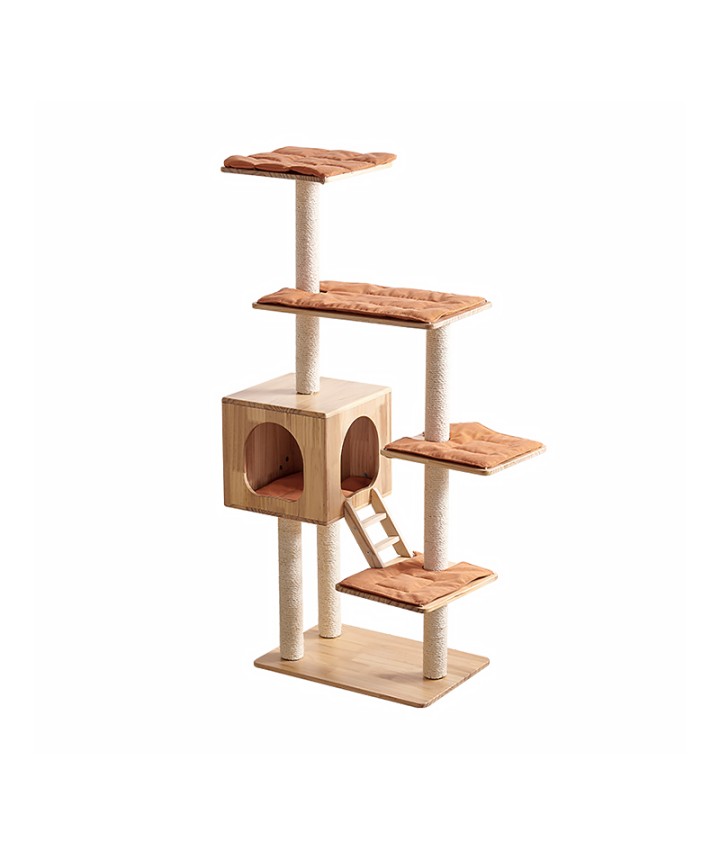 Solid Wood Multi-Level Cat Tree