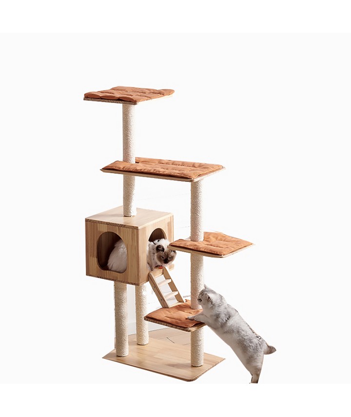 Solid Wood Multi-Level Cat Tree