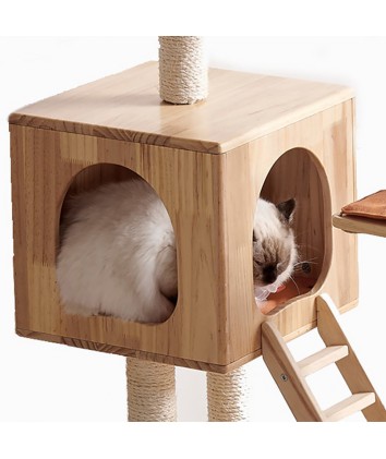 Solid Wood Multi-Level Cat Tree