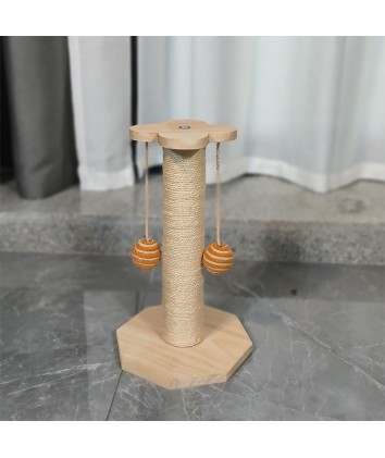Short Plush Wooden Cat Tree