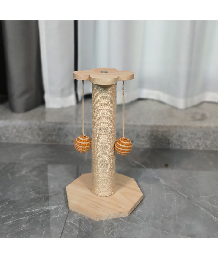Short Plush Wooden Cat Tree