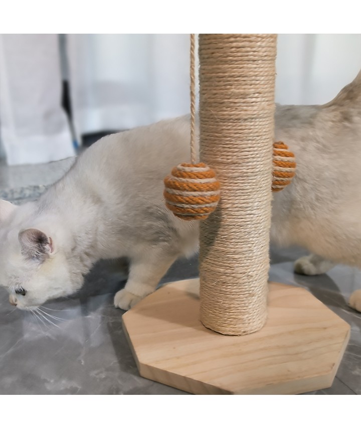 Short Plush Wooden Cat Tree