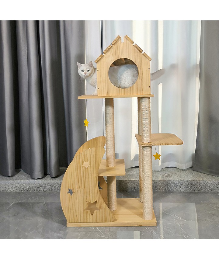 Wooden House Solid Wood Cat Tower