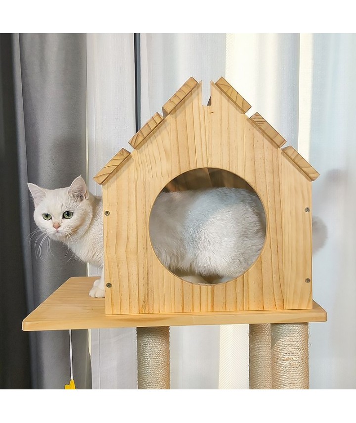 Wooden House Solid Wood Cat Tower