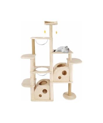 Multi-layer Plush Cat Tree with Platforms 