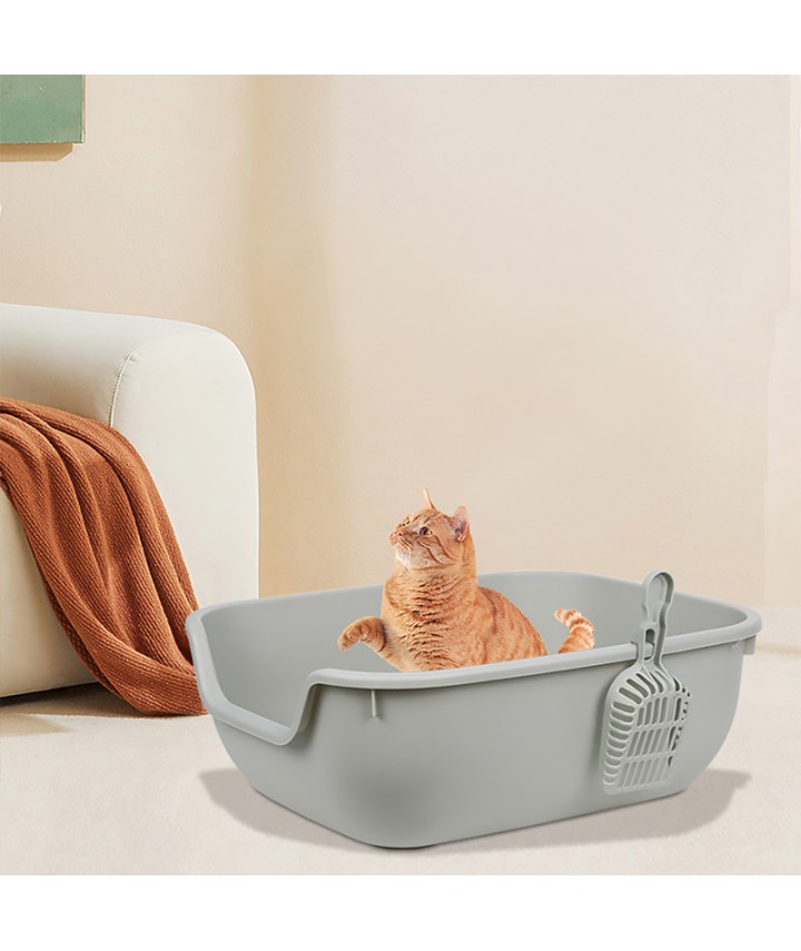 Open-Top Splash-Proof Cat Litter Box
