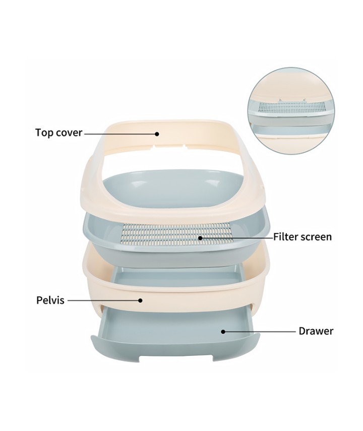Semi-Open Splash-Proof Cat Litter Box