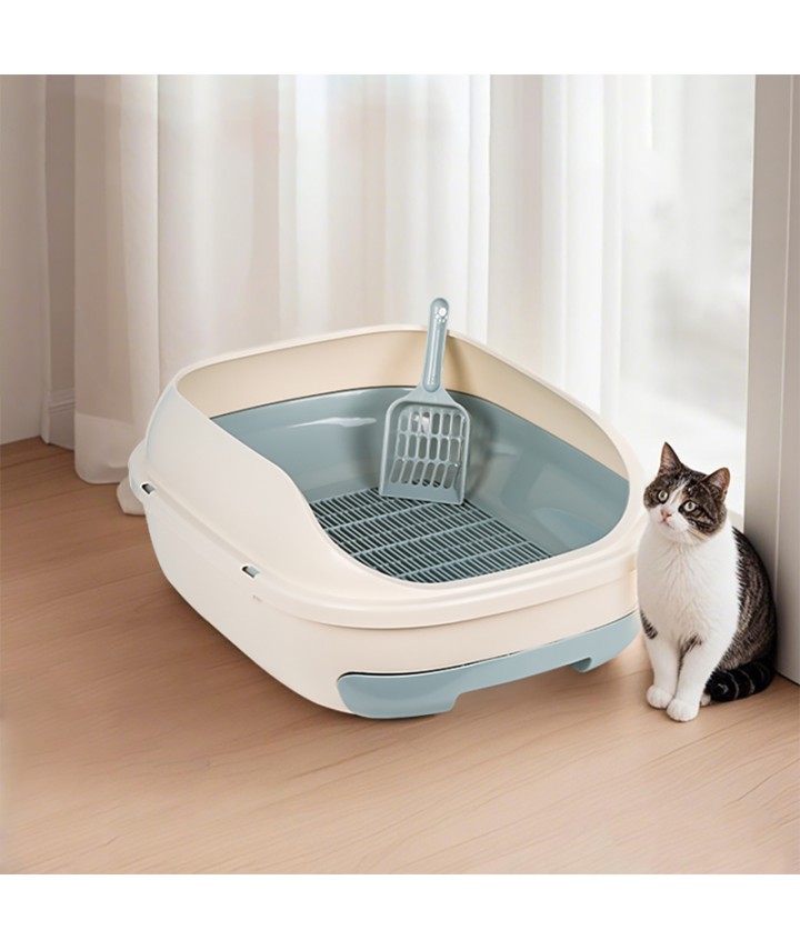Semi-Open Splash-Proof Cat Litter Box