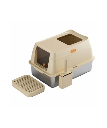 Splash-Proof Stainless Steel Cat Litter Box 