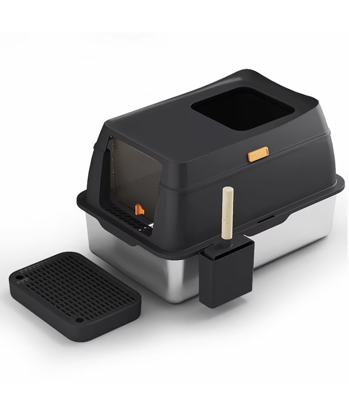 Splash-Proof Stainless Steel Cat Litter Box 