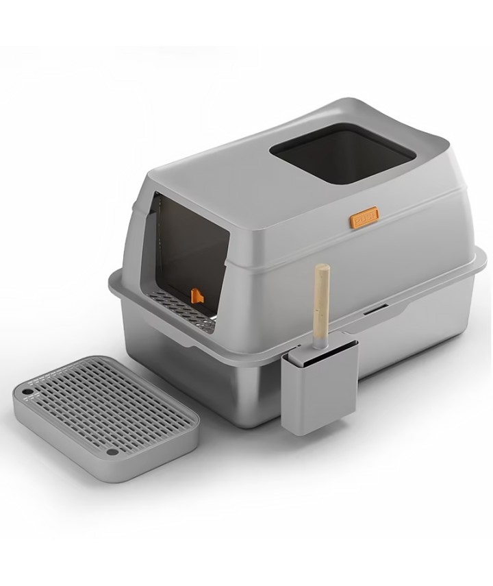 Splash-Proof Stainless Steel Cat Litter Box 