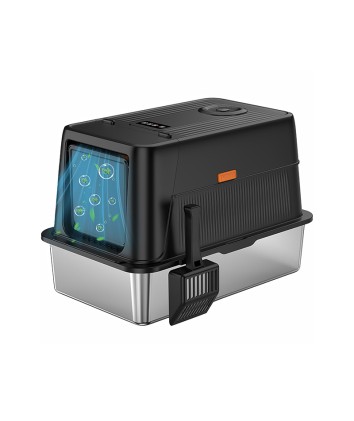 Semi-Enclosed Stainless Steel Cat Litter Box