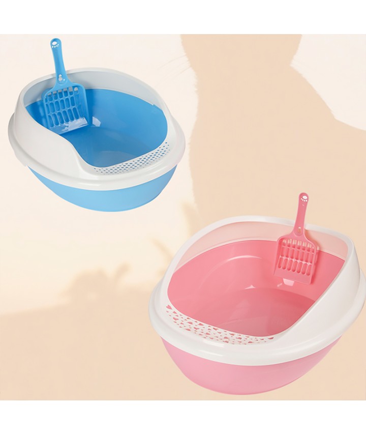 Large-Capacity Oval Cat Litter Box