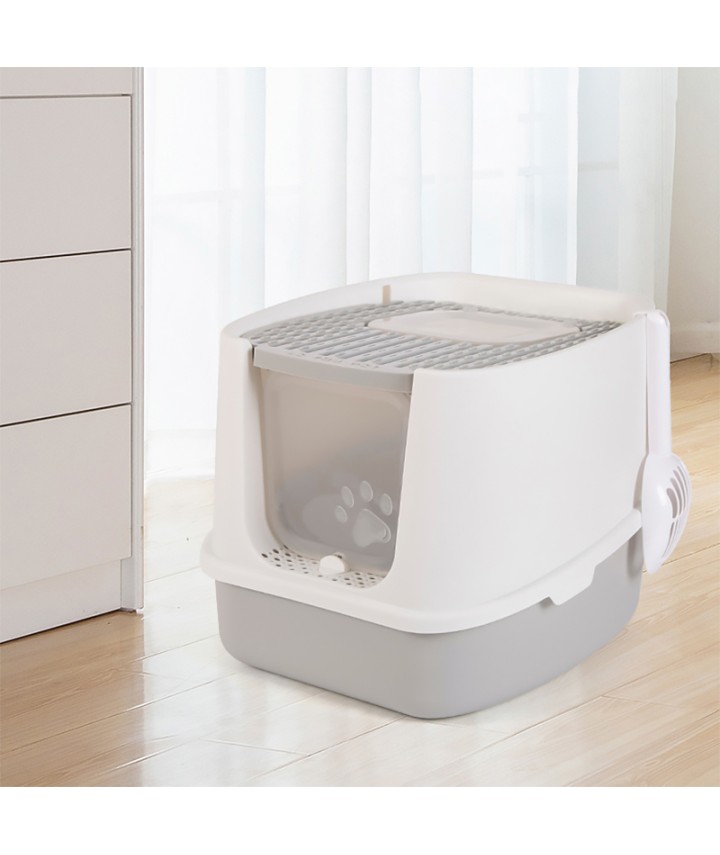 Hinged-Top Cat Litter Box